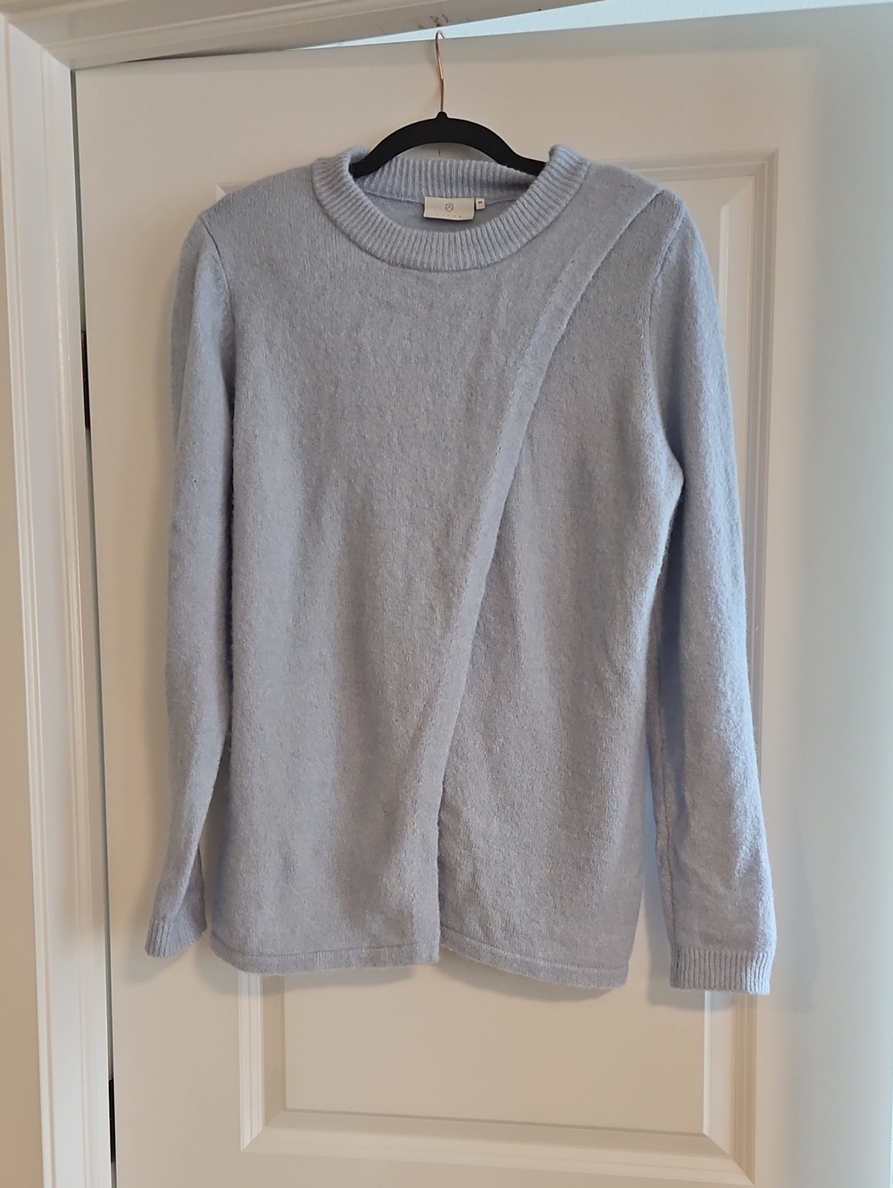 AFF Light Blue Crewneck Sweater with Diagonal Seam